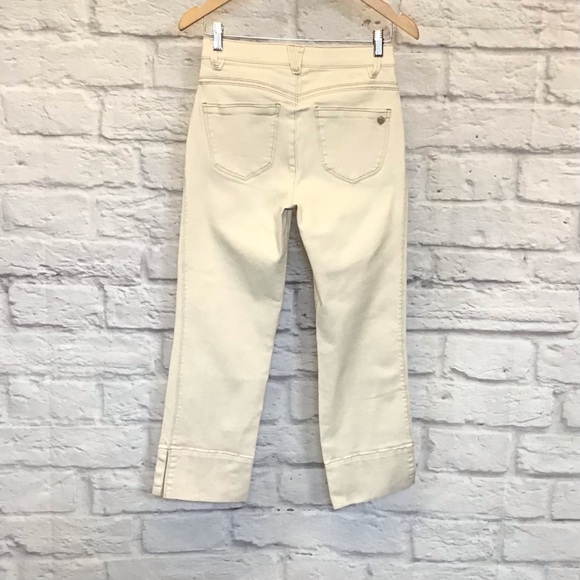 Democracy 2 AbSolution High Rise Center Seam Kick Flare Pants Side Slit Cream - Picture 5 of 11